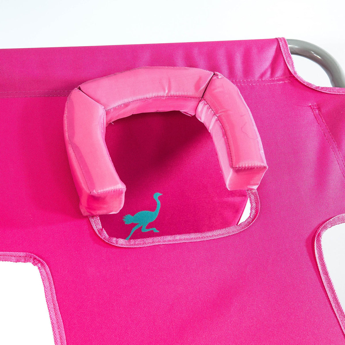 Ostrich Chaise Lounge Folding Sunbathing Poolside and Beach Chair, Pink & Blue - VMInnovations