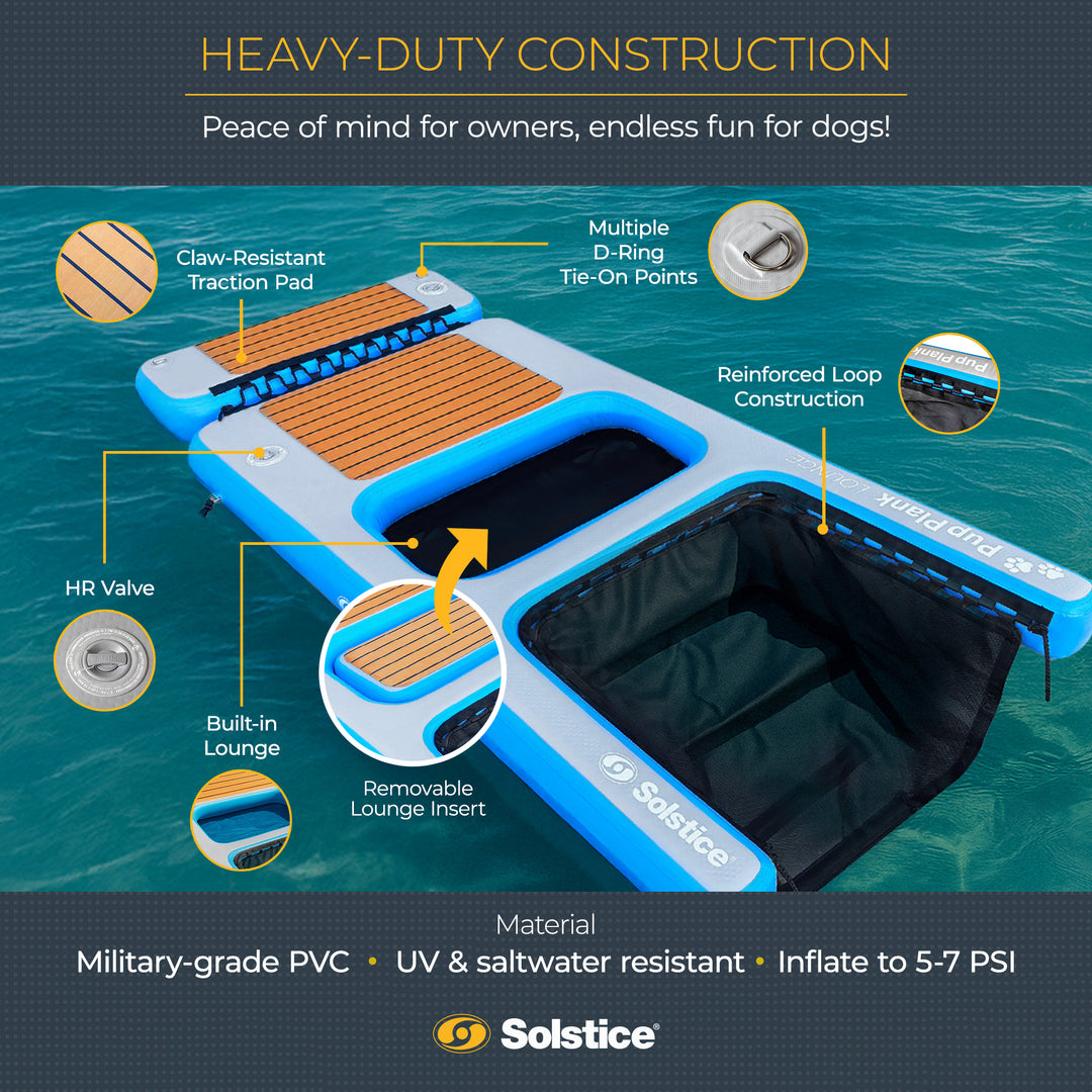 Solstice Inflatable Pup Plank Lounge Floating Ramp Dog Raft (Open Box)