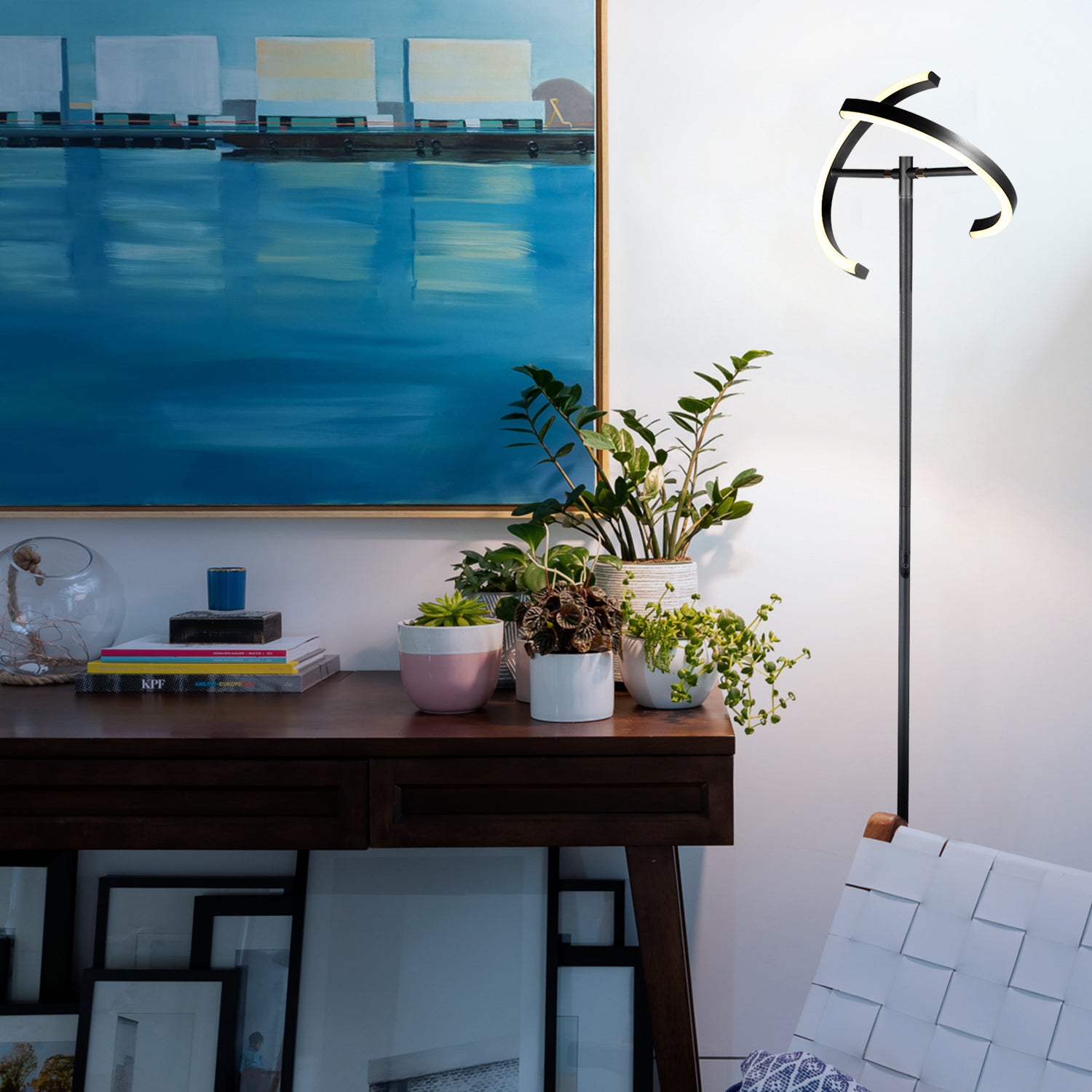 Brightech Halo Split LED Bright Standing Floor Lamp, Jet Black Finish (Open Box) - VMInnovations