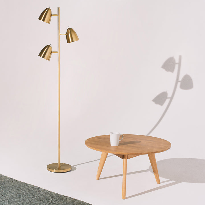 Brightech Jacob 3 Light Tree Floor Lamp Pole with LED Lights, Brass (Open Box)