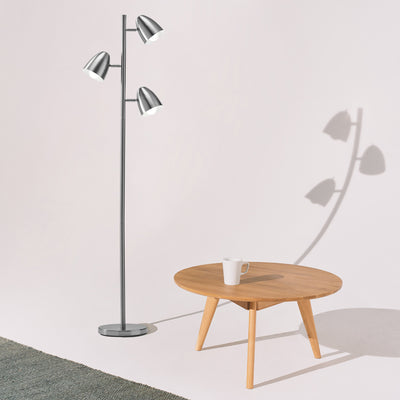 Brightech Jacob 3 Light Tree Floor Lamp Pole with LED Lights, Nickel (Open Box) - VMInnovations