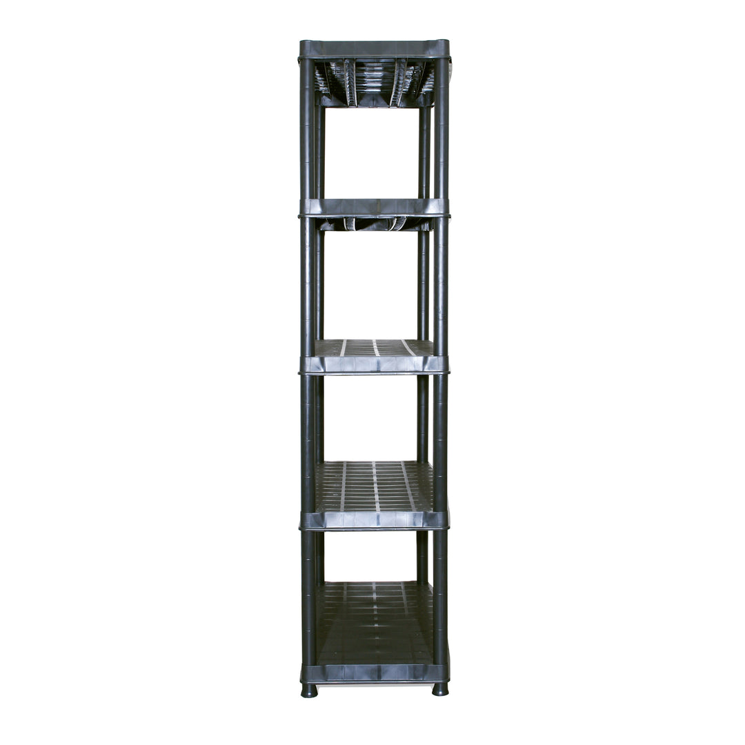 Ram Quality Products Deluxe 5 Tier Plastic Garage Storage Shelf Unit, Black - VMInnovations