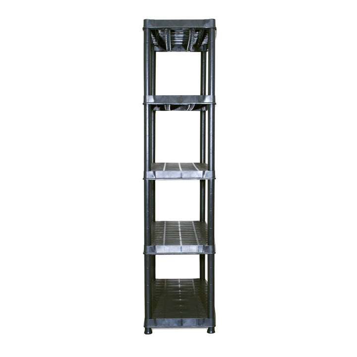 Ram Quality Products Deluxe 5 Tier Plastic Garage Storage Shelf Unit, Black - VMInnovations