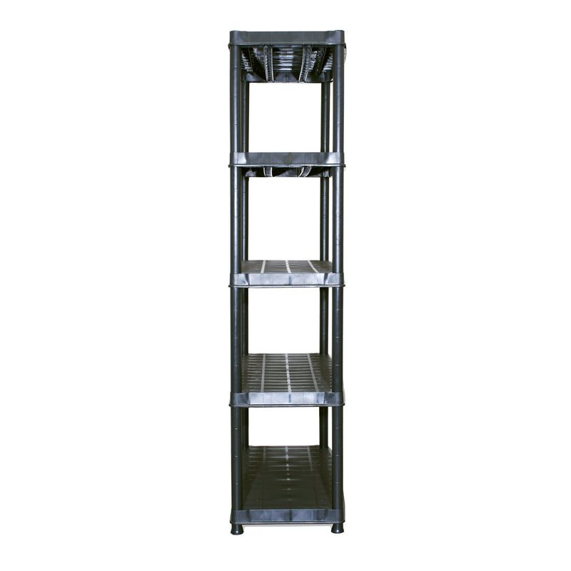 Ram Quality Products Deluxe 5 Tier Plastic Garage Storage Shelf Unit, Black