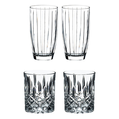 Riedel Crystal Tall All-Purpose Glass and Scotch & Bourbon Glass Set (4 Pack) - VMInnovations
