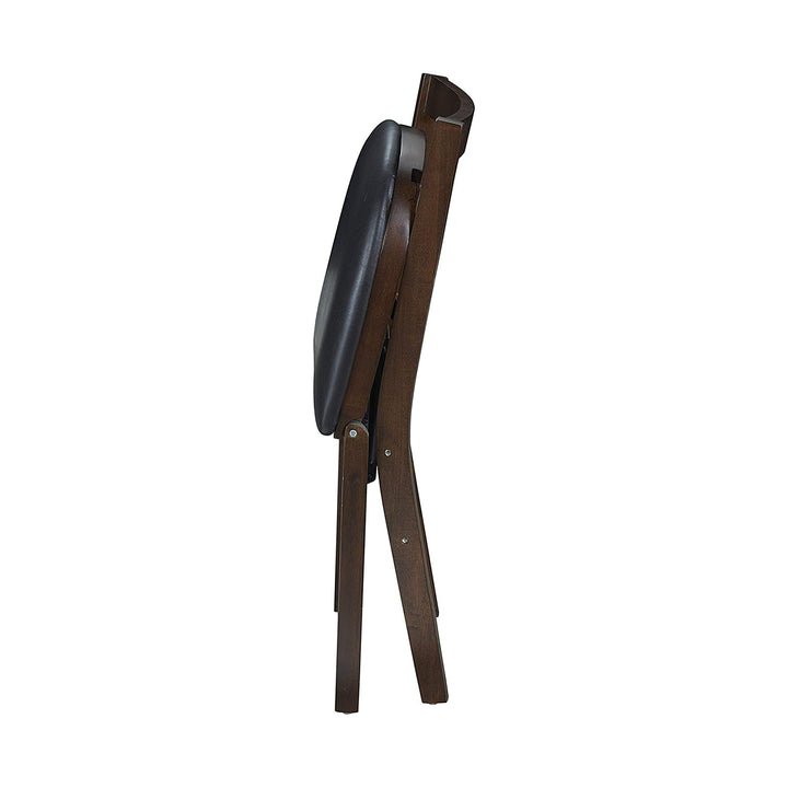MECO Stakmore Wood Fabric Upholstered Seat Folding Chair Set, Espresso (2 Pack)