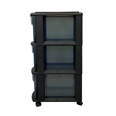 Homz 25 Inch Solid Plastic 3 Drawer Wheeled Home Storage Organizer Cart (3 Pack) - VMInnovations