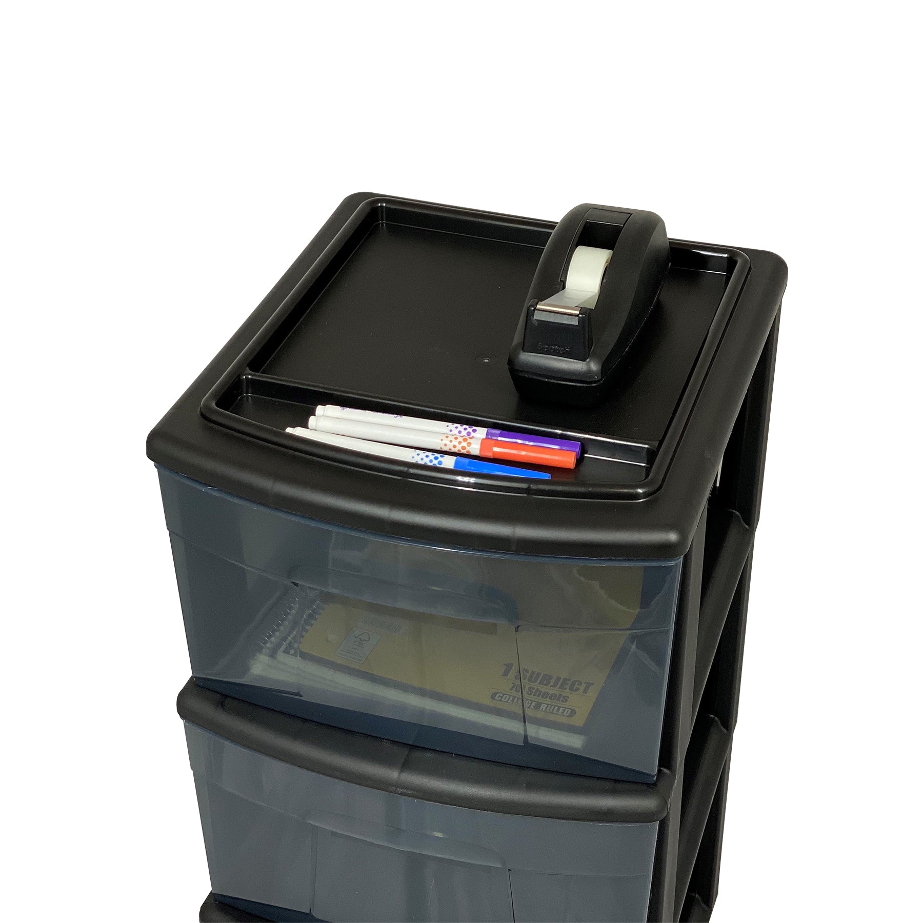 Homz 25-inch Tall Plastic 3 Wheeled Drawer Home Storage Organizer Cart  (2 Pack) - VMInnovations