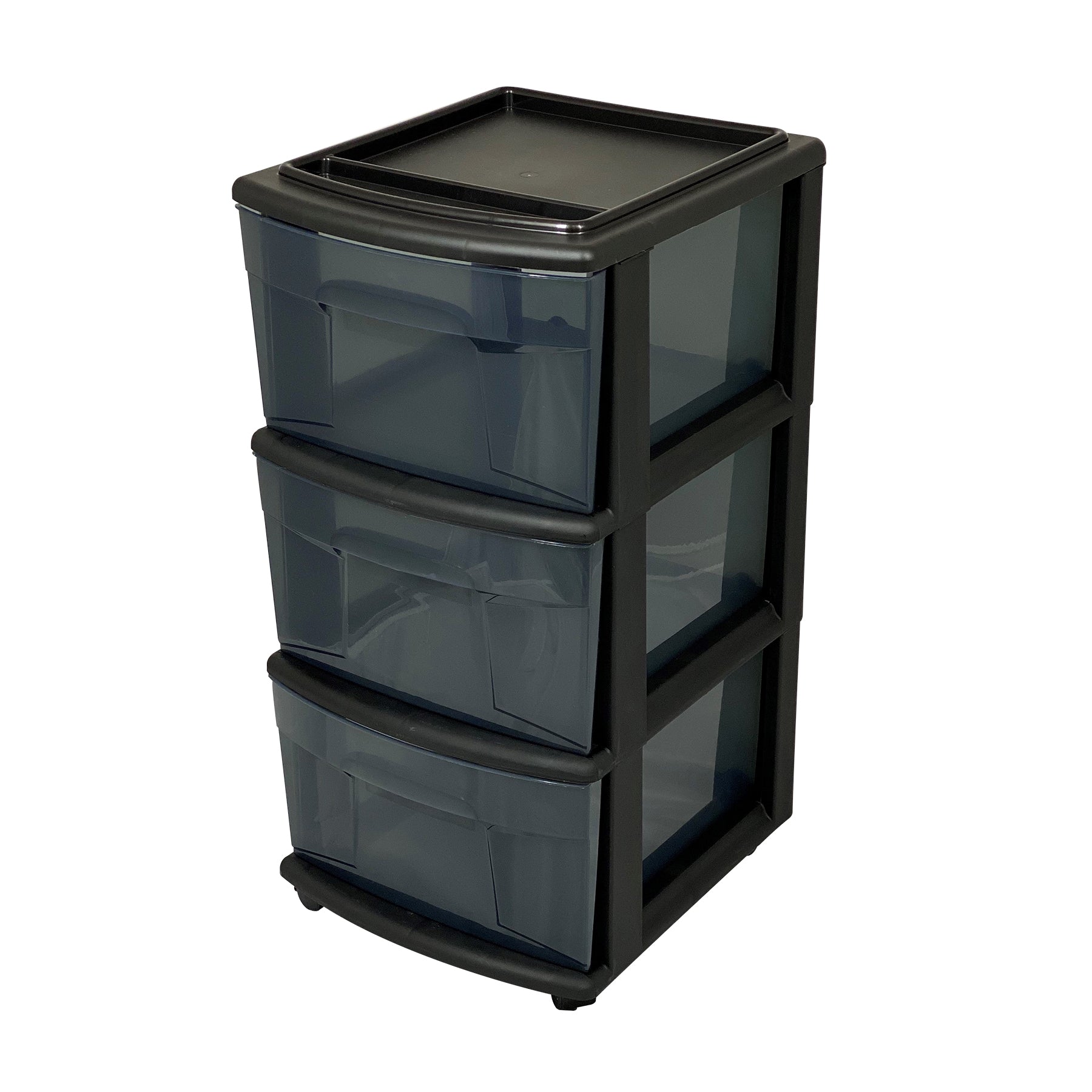 Homz 25-inch Tall Plastic 3 Wheeled Drawer Home Storage Organizer Cart  (2 Pack) - VMInnovations