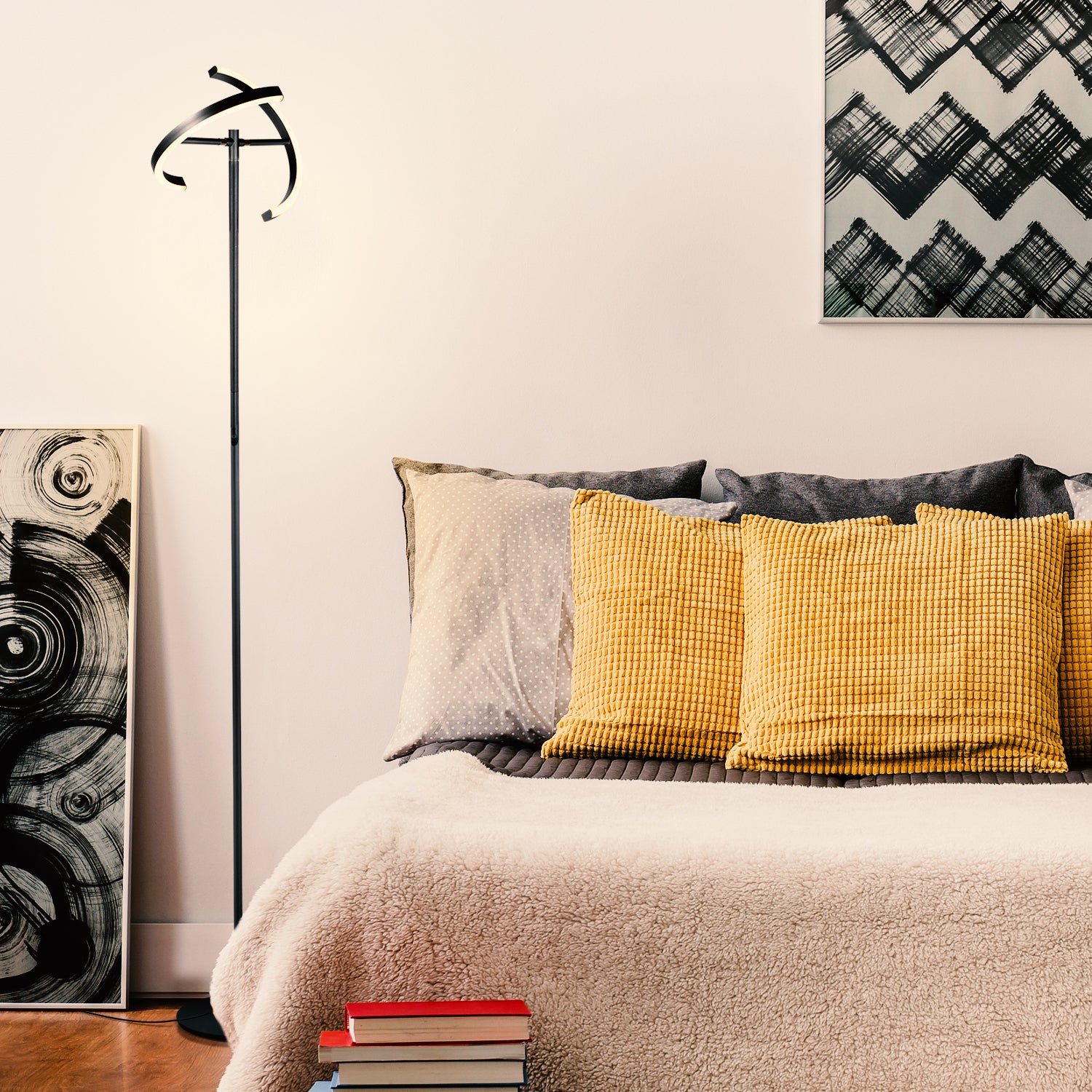 Brightech Halo Split LED Bright Standing Floor Lamp, Jet Black Finish (Open Box) - VMInnovations