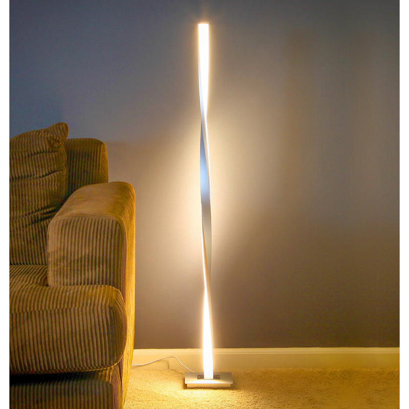 Brightech 48 Inch Helix Built In LED Floor Standing Pole Lamp, Silver(For Parts)