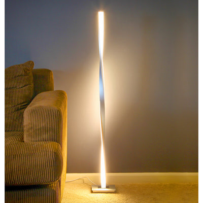 Brightech 48 Inch Helix Modern Built In LED Standing Pole Lamp, Silver (Used)