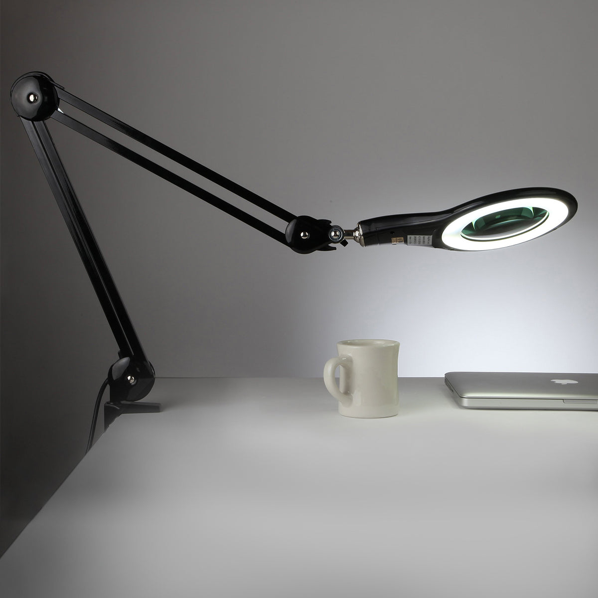 Brightech Pro LED Adjustable Clamp 2.25x Magnifying Desk Lamp, Black (Used)