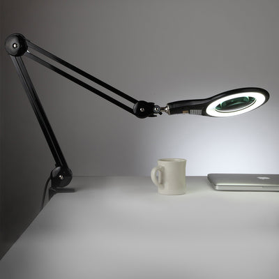 Brightech Pro LED Adjustable Clamp 2.25x Magnifying Desk Lamp, Black (Used)
