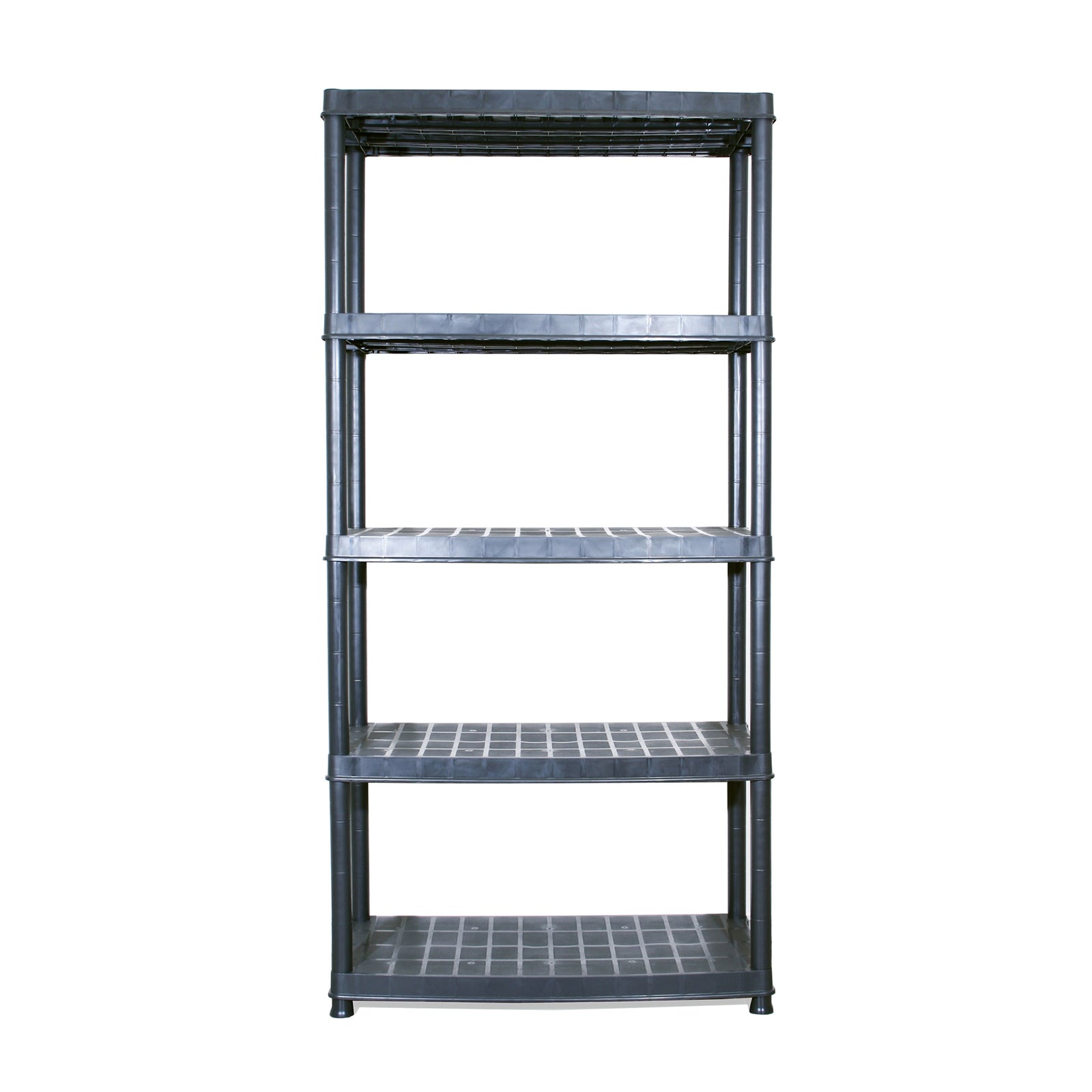 Ram Quality Products Deluxe 5 Tier Plastic Garage Storage Shelf Unit, Black - VMInnovations
