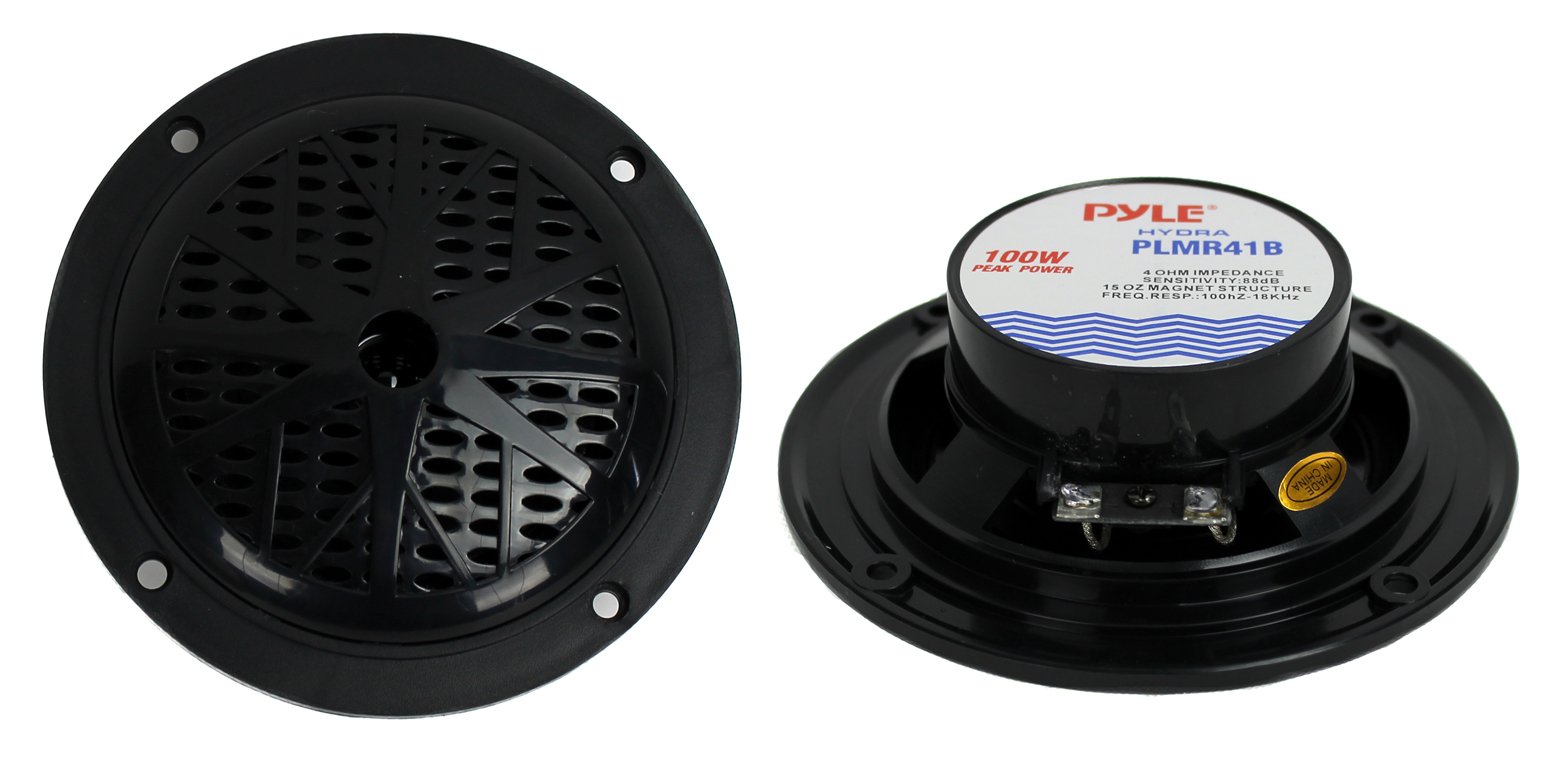 Pyle PLMR41B 4" 100W Dual Cone Waterproof Marine Boat Stereo Speakers PAIR (Certified Refurbished) - VMInnovations