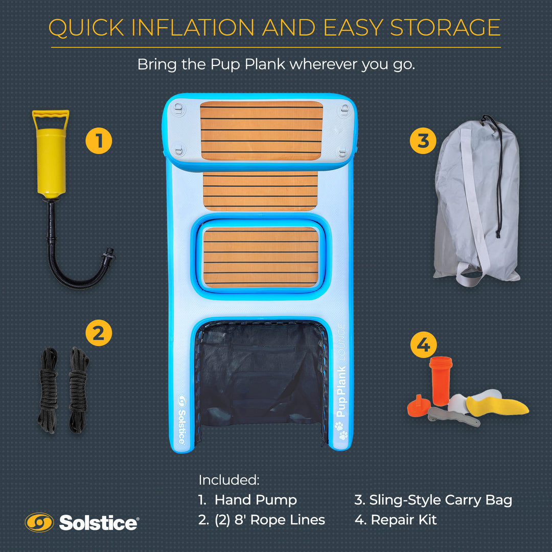 Solstice Inflatable Pup Plank Lounge Floating Ramp Dog Raft (Open Box) - VMInnovations