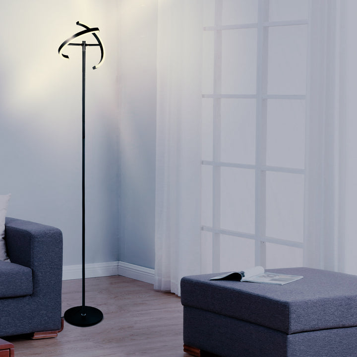 Brightech Halo Split LED Bright Standing Floor Lamp, Jet Black Finish (Open Box)