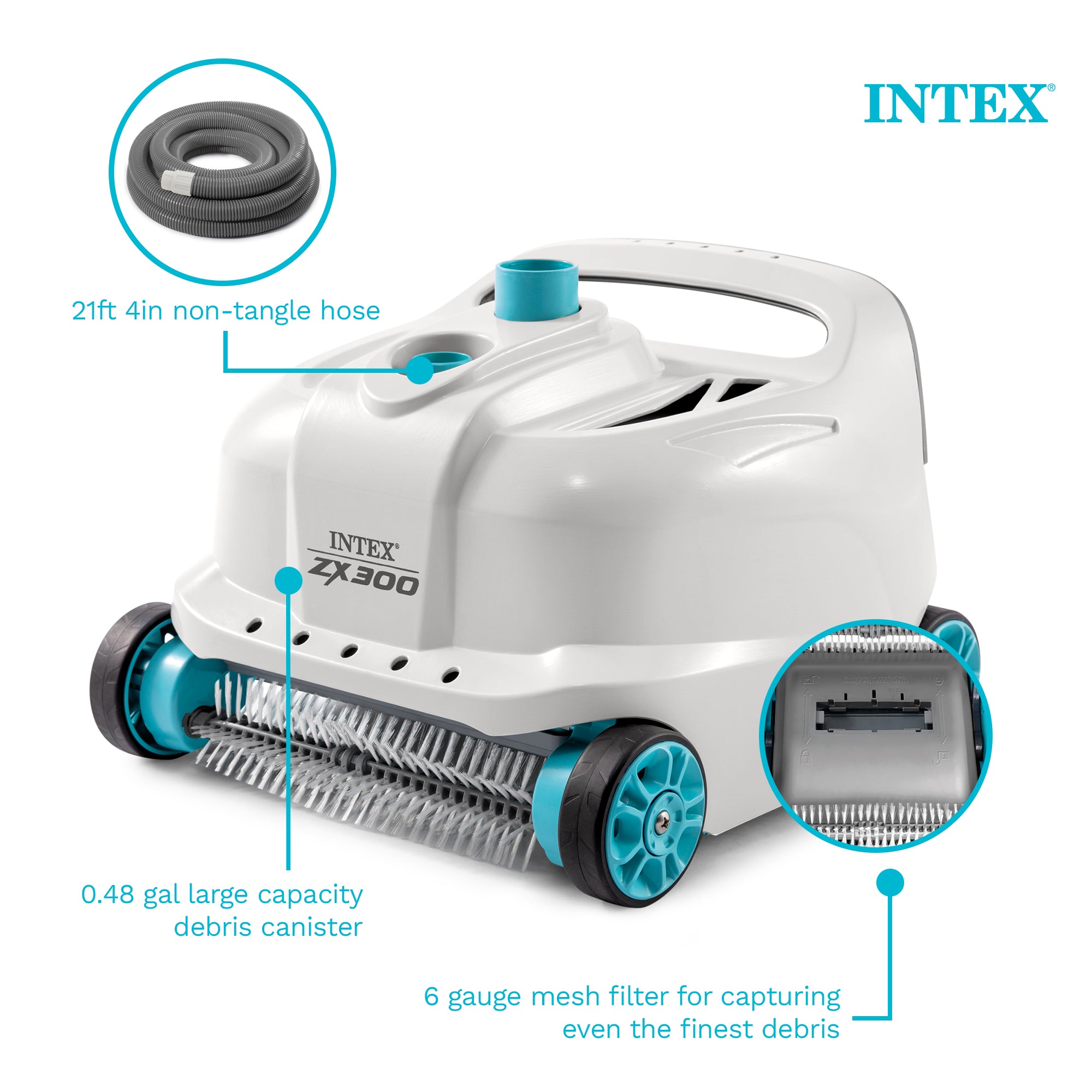 Intex 700 Gal Per Hour Automatic Pool Cleaner Robot Vacuum w/ 21 Ft Hose (Used) - VMInnovations