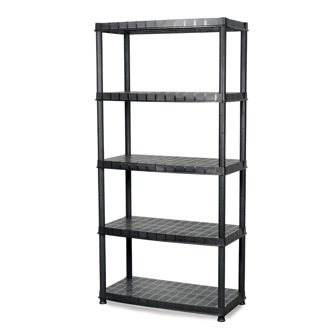 Ram Quality Products Deluxe 5 Tier Plastic Garage Storage Shelf Unit, Black - VMInnovations