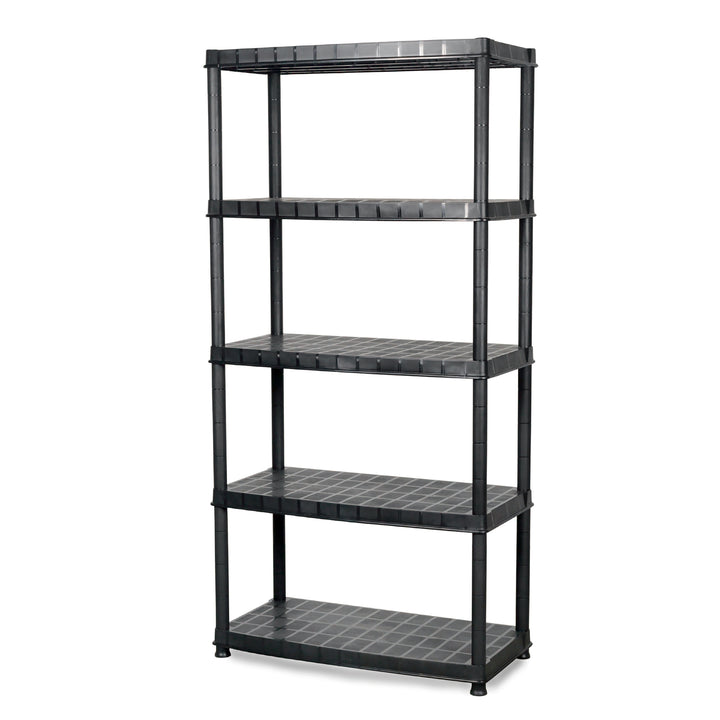 Ram Quality Products Deluxe 5 Tier Plastic Garage Storage Shelf Unit, Black - VMInnovations