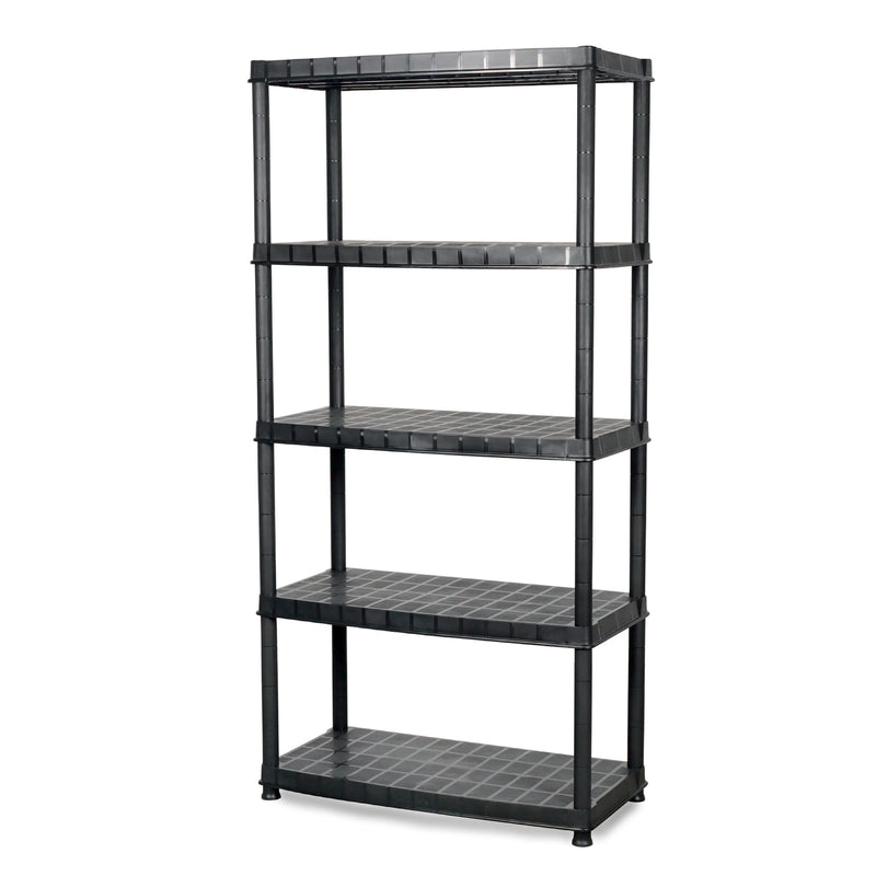 Ram Quality Products Deluxe 5 Tier Plastic Garage Storage Shelf Unit, Black