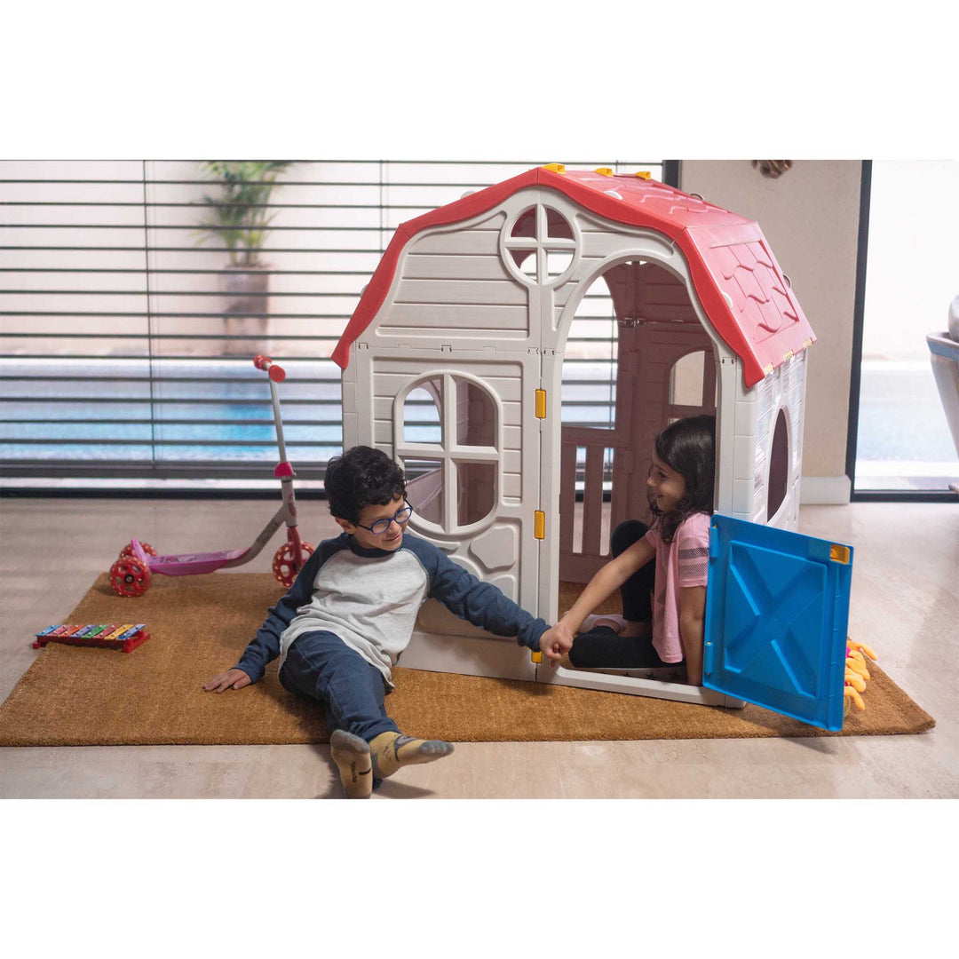 Ram Quality Products Kid's Cottage Foldable Plastic Outdoor Playhouse (Open Box)