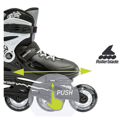 Rollerblade Fury G Inline Adjustable Roller Skates for Kids, Black/White (Used)