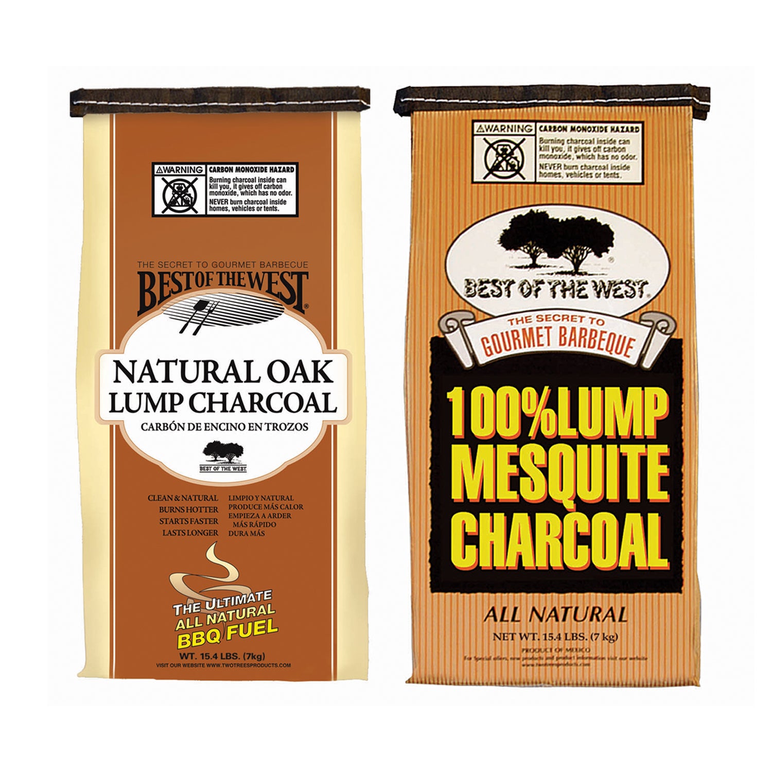 Best of the West Natural Oak and Mesquite Lump Charcoal for Grill, 15.4 lbs Bag
