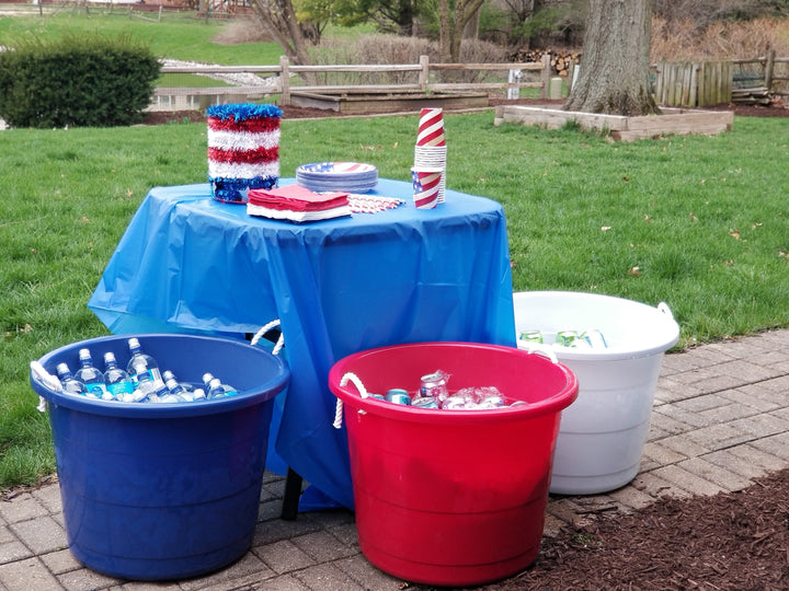 18 Gal Plastic Storage Round Utility Tub w/ Handles, Blue (2 Pack) (Open Box)