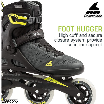 Rollerblade 100 3WD Men's Adult Inline Skate Size 11.5, Black/Yellow (Open Box)