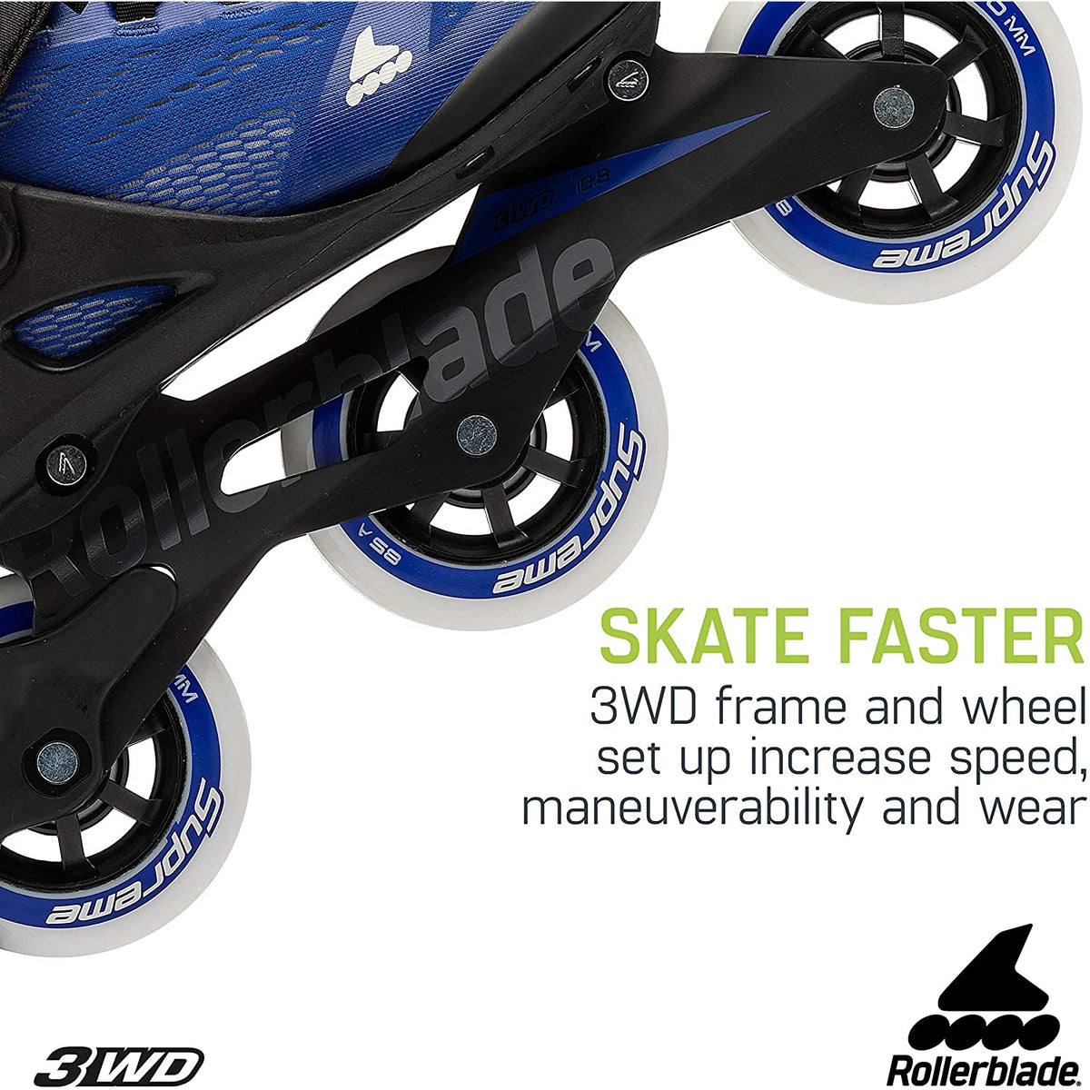Rollerblade 100 3WD Women's Adult Fitness Inline Skate Size 9.5, Blue (Used)