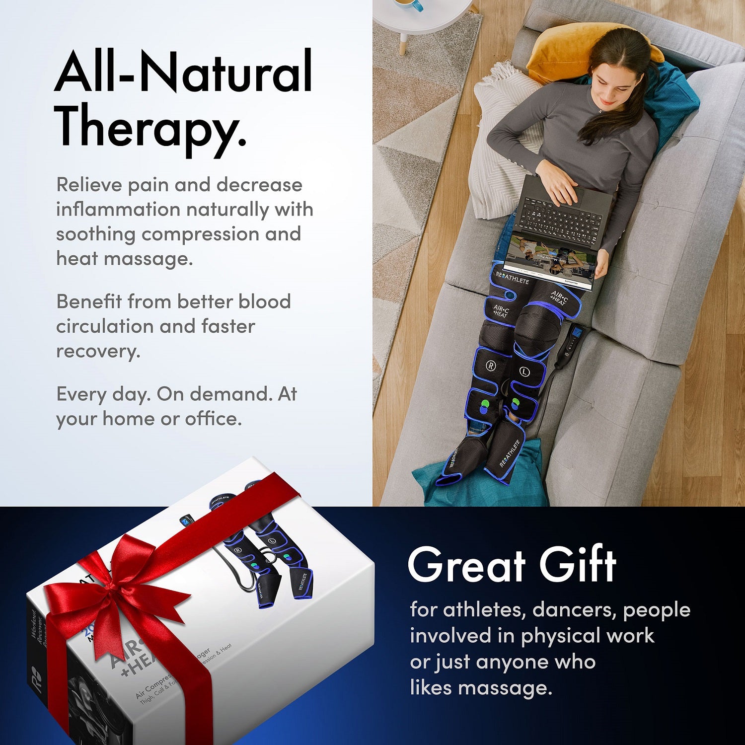 REATHLETE Leg Foot Athlete Compression Heating Pad Massager Boots (Used) - VMInnovations