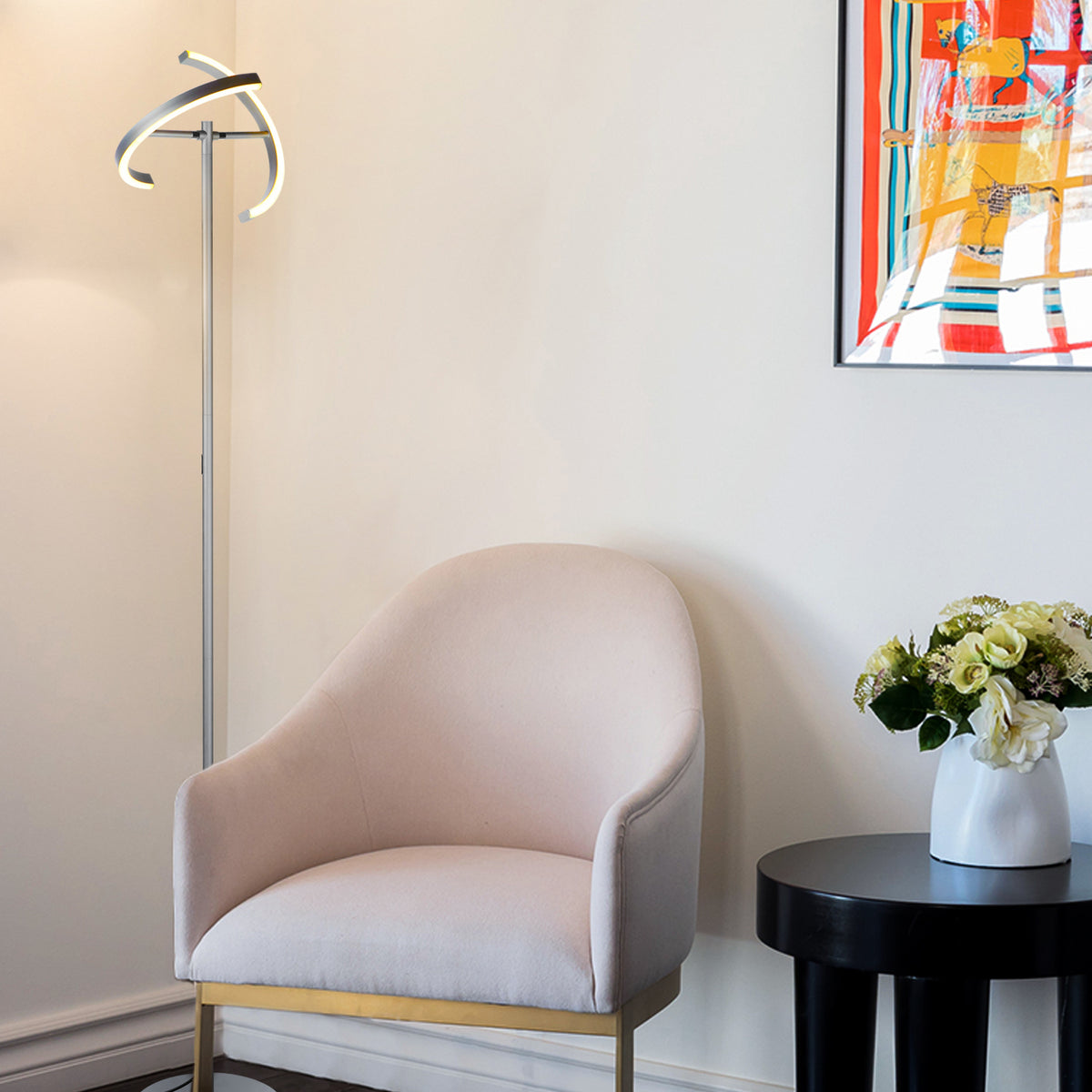 Brightech Halo Split LED Torchiere Bright Standing Floor Lamp, Platinum (Used)