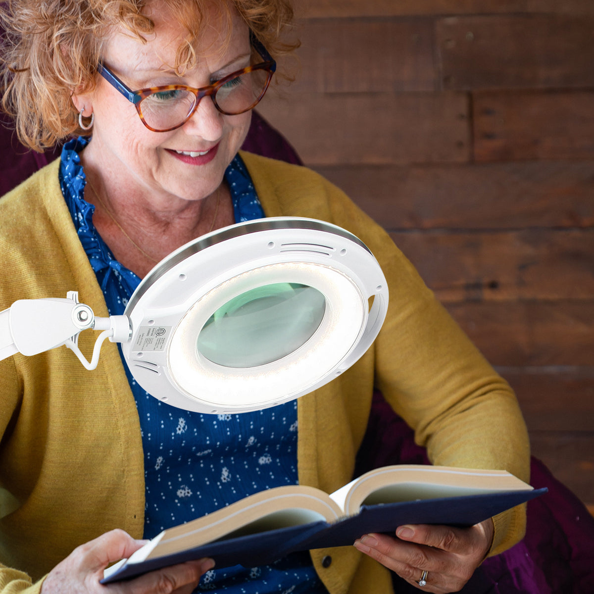 Brightech Lightview 2 in 1 Magnifying Dimmer Floor & Desk Lamp, White (Open Box)