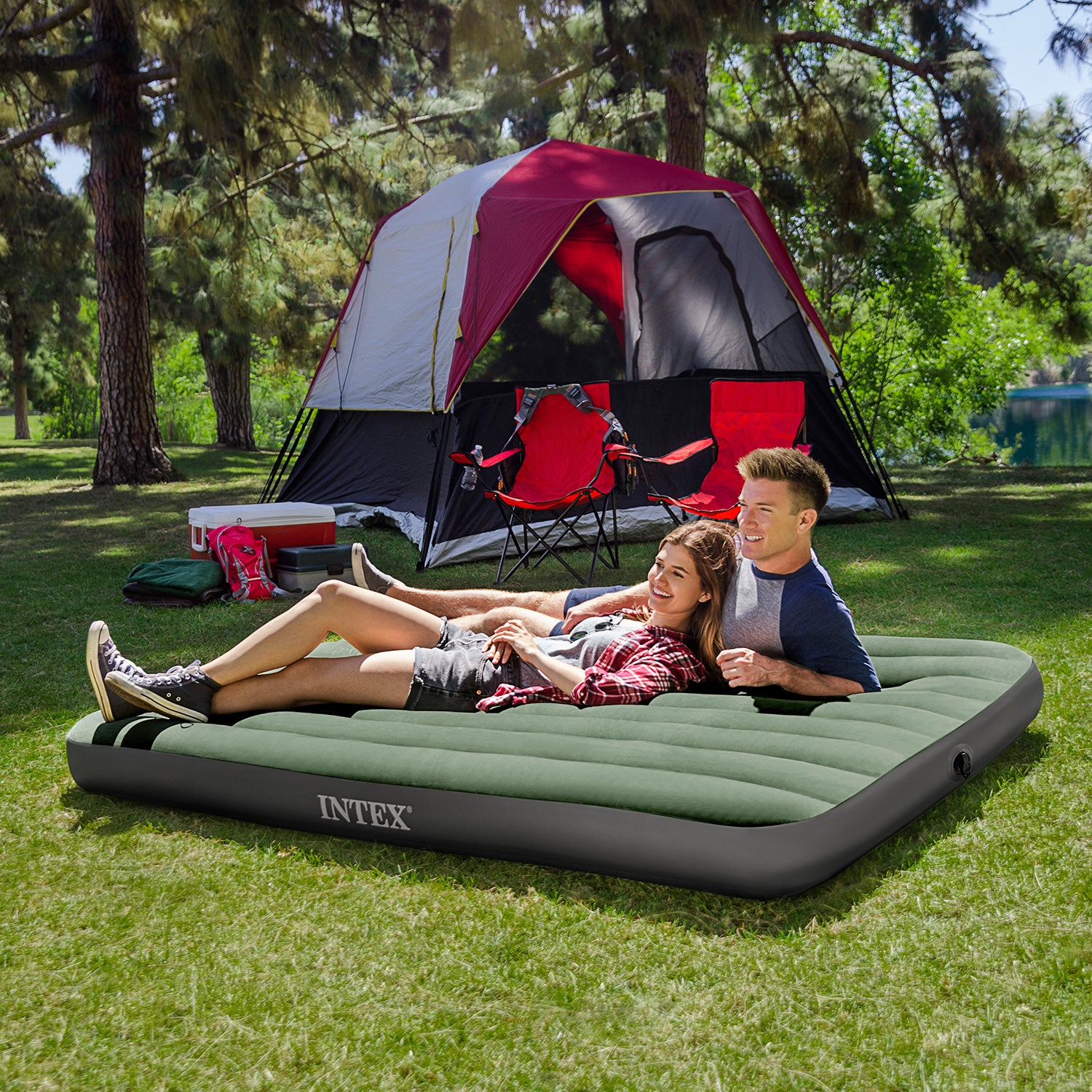 Intex Durabeam Expedition Inflatable Mattress Air Bed w/ Pump, Full (Open Box) - VMInnovations