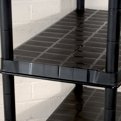 Ram Quality Products Deluxe 5 Tier Plastic Garage Storage Shelf Unit, Black - VMInnovations