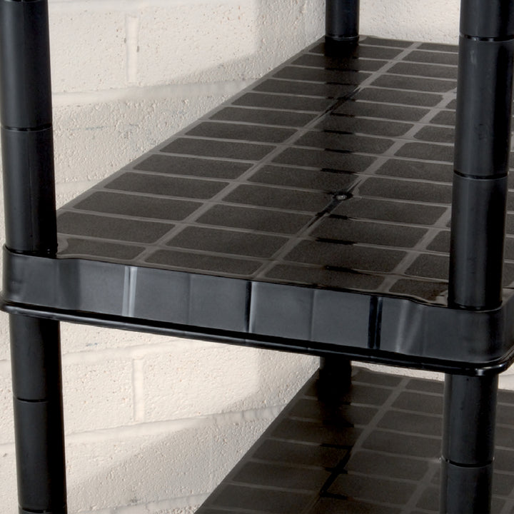 Ram Quality Products Deluxe 5 Tier Plastic Garage Storage Shelf Unit, Black - VMInnovations