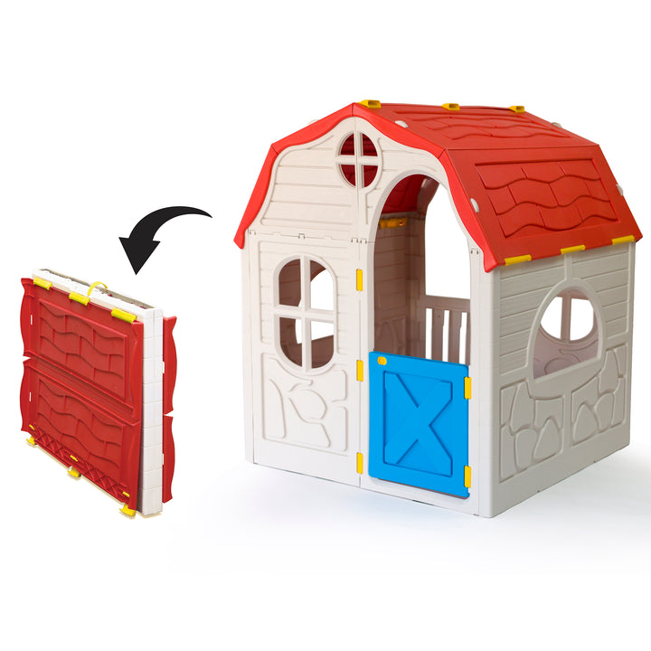 Ram Quality Products Kid's Cottage Foldable Plastic Outdoor Playhouse (Open Box)