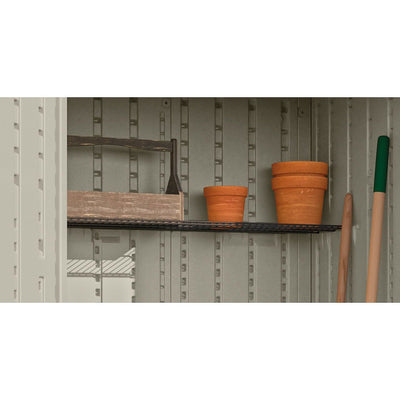 Suncast Vertical Storage Shed Bundled w/ Metal Wire Shelf Rack Shelving (2 Pack)