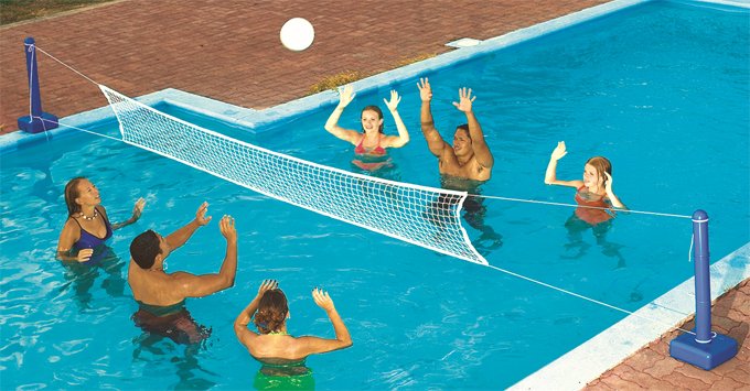 Swimline Giant Shootball Inflatable Pool w/Swimline Pool Volleyball Game - VMInnovations