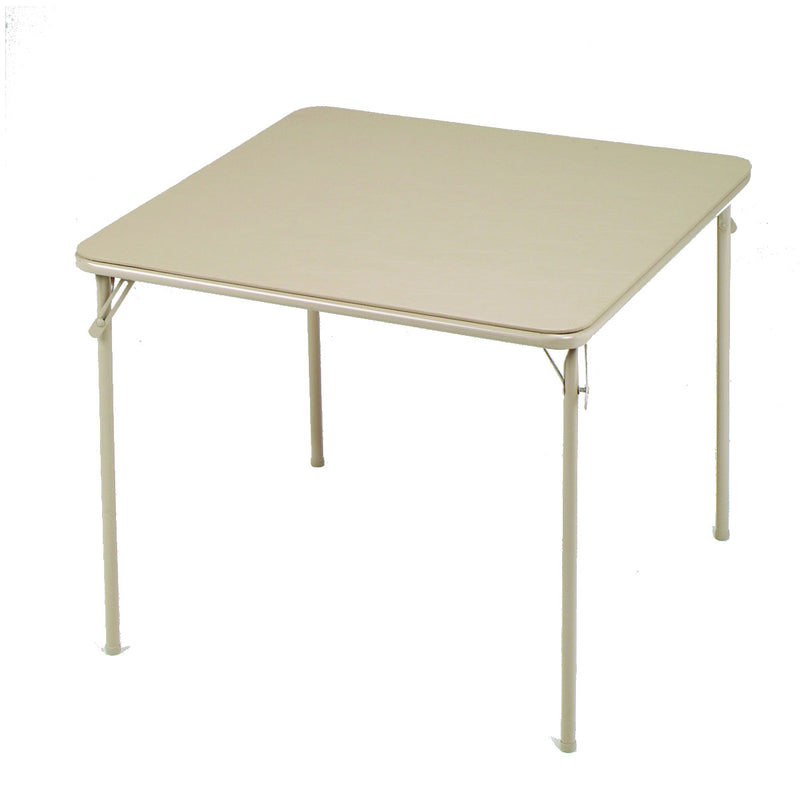 MECO Sudden 34 x 34 Inch Square Metal Folding Dining Card Table, Buff (Damaged)
