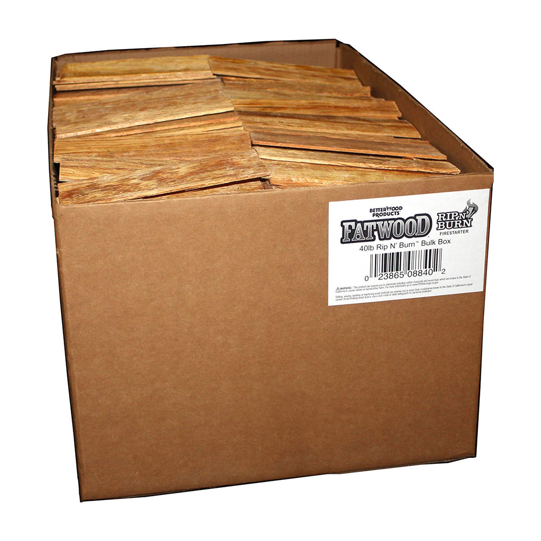 BetterWood Products Fatwood Rip & Burn Firestarter Wood, 40 lbs (Open Box)