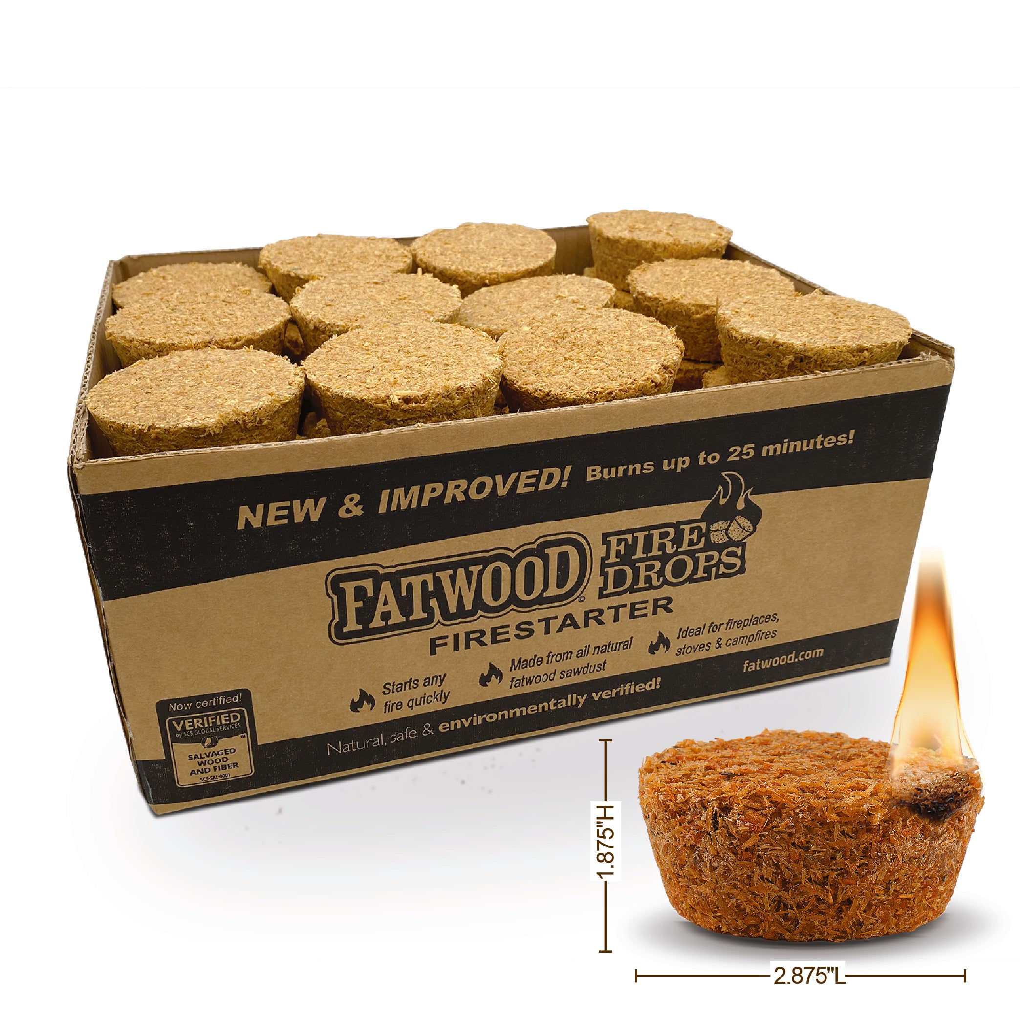BetterWood Products Firedrop Nontoxic All Natural Fatwood Firestarters, 48 Pack - VMInnovations