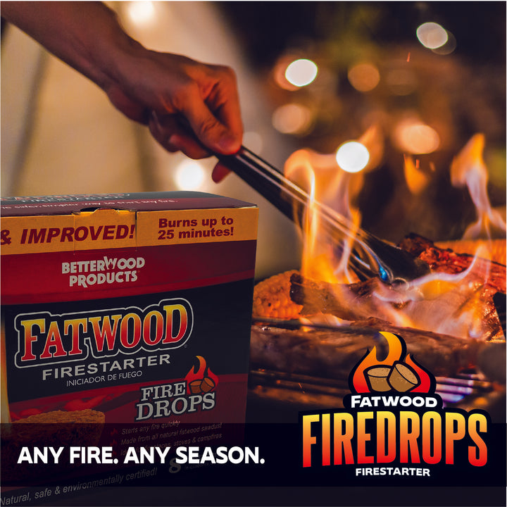 BetterWood Products Firedrop Nontoxic All Natural Fatwood Firestarters, 48 Pack