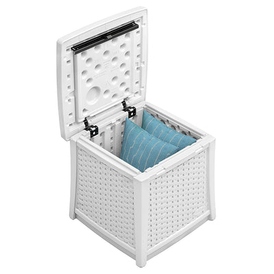 Suncast Elements 13-Gallon Patio End Table with Storage, White (2 Pack)
