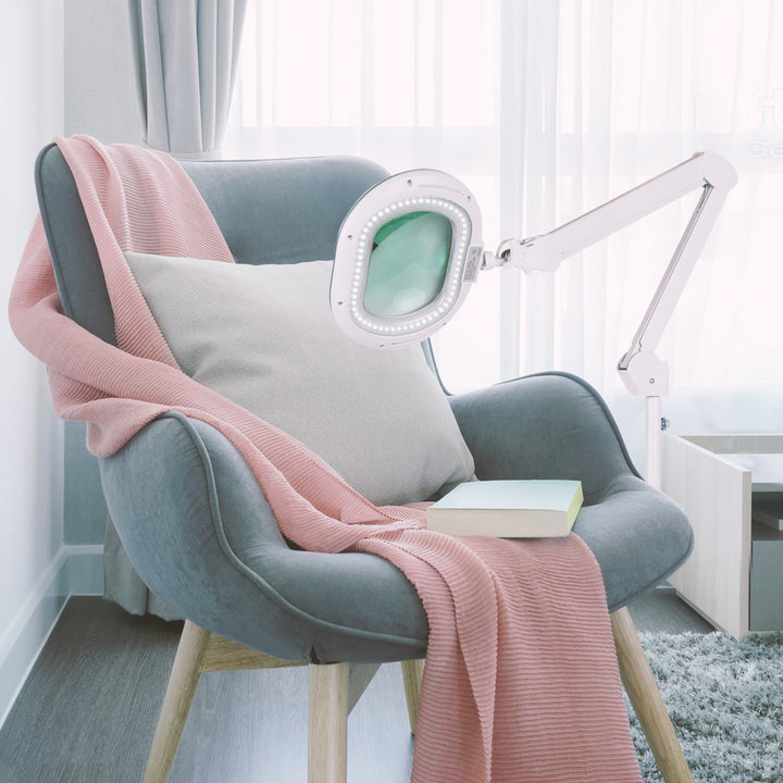 Brightech Lightview XL 2 in 1 Magnifying Floor and Desk Lamp, White (Open Box)