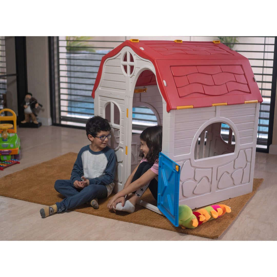 Ram Quality Products Kid's Cottage Foldable Plastic Outdoor Playhouse (Open Box) - VMInnovations