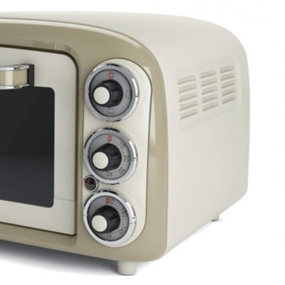 Ariete Vintage 1380W 18 Liter Electric Kitchen Countertop Toaster Oven, Beige