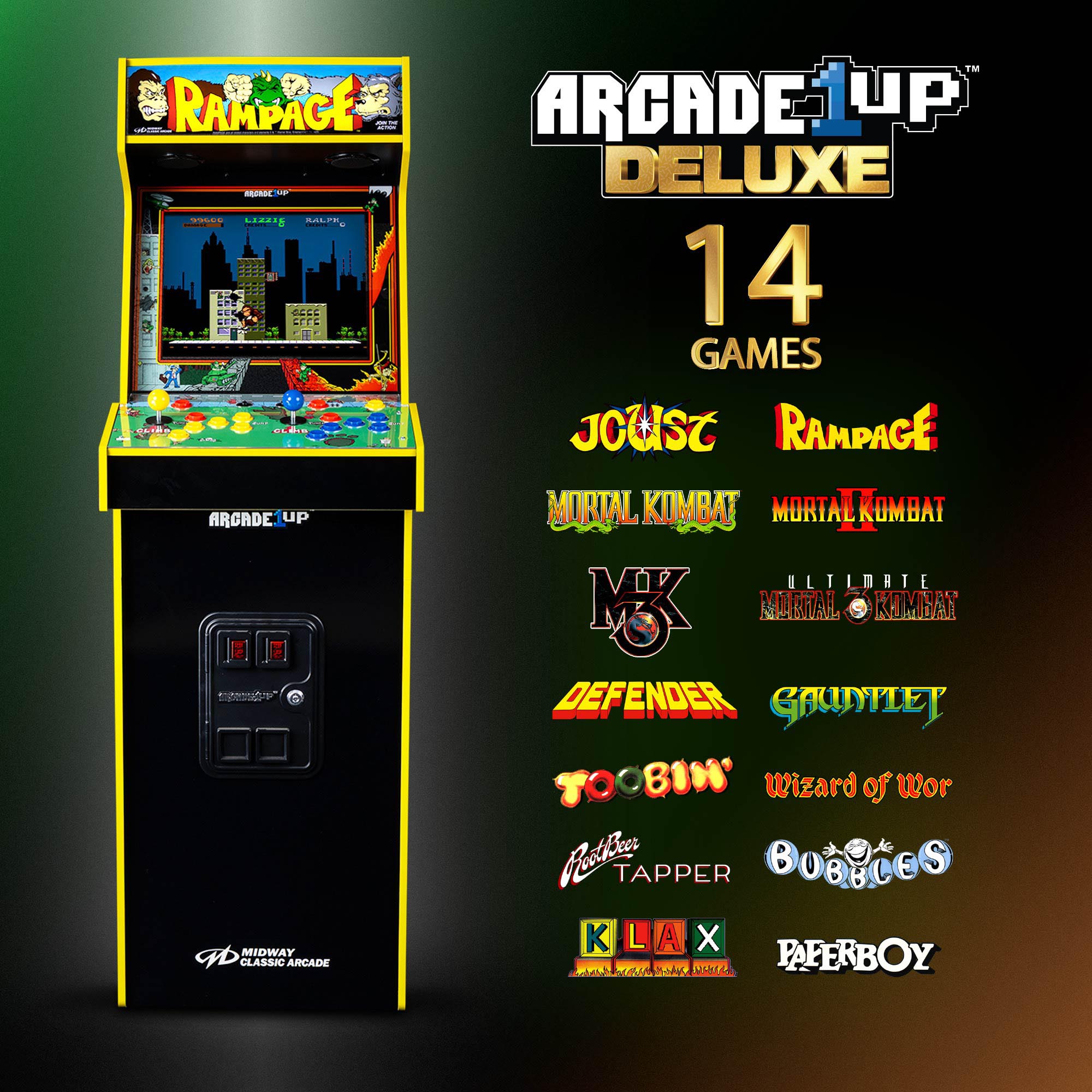 Arcade1Up Rampage, Joust Deluxe Arcade Machine with 14 Classic Games (Open Box)